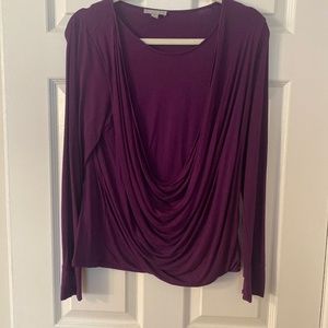 Purple jersey blouse with cowl front